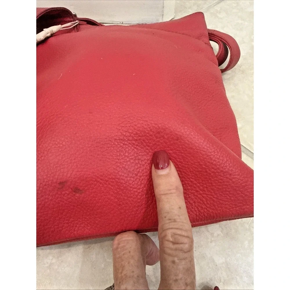 Radley Red Leather shoulder bag crossbody 9x10 outside inside pockets hangtag *